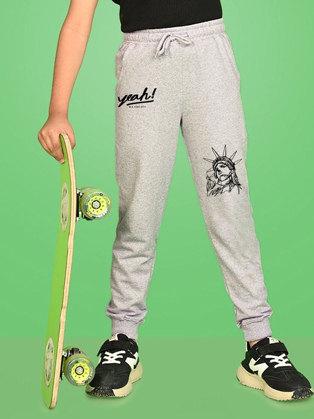 

NUSYL Boys Printed Ankle Length Track, Grey
