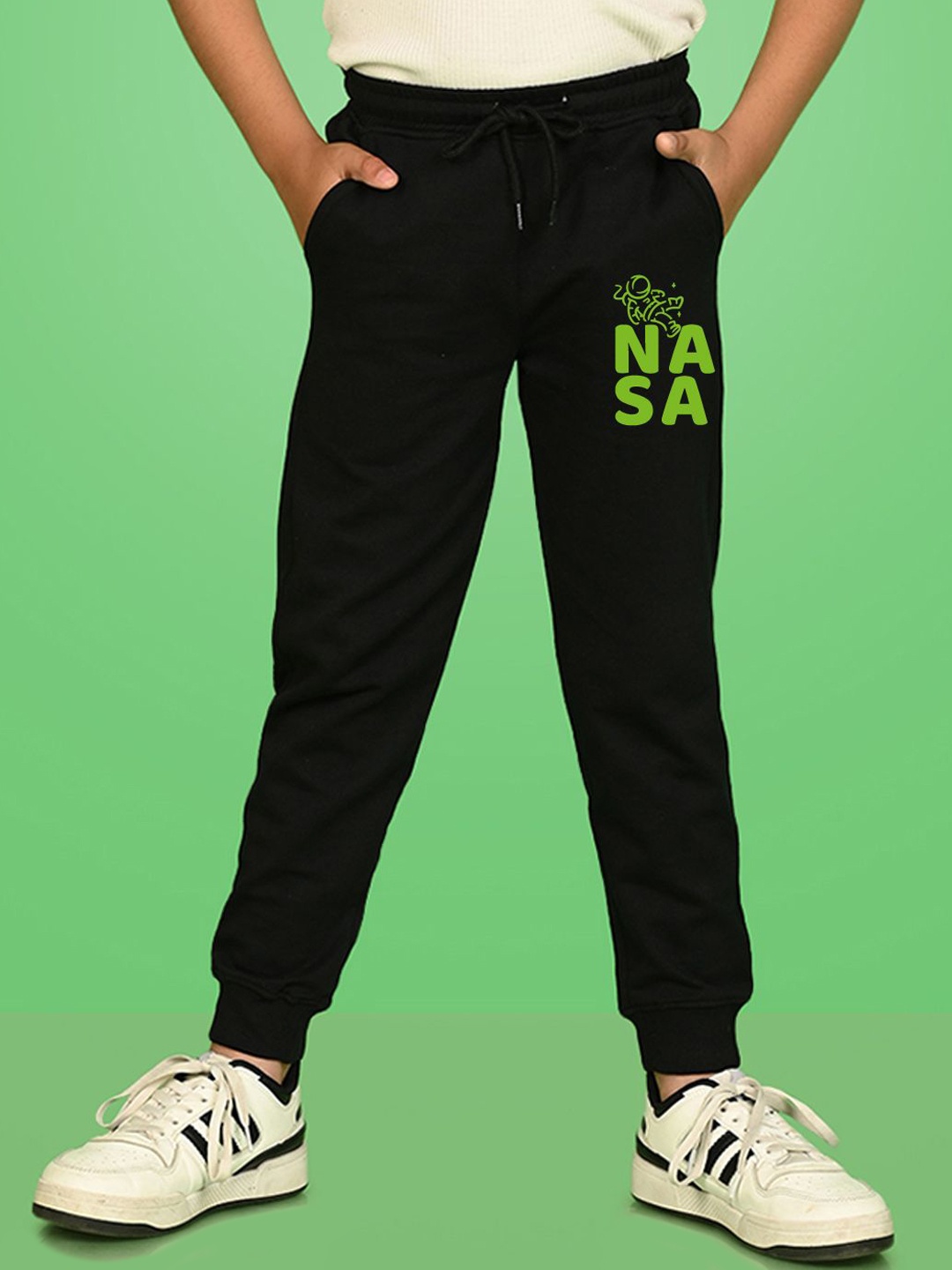 

NUSYL Boys Printed Cotton Joggers, Black