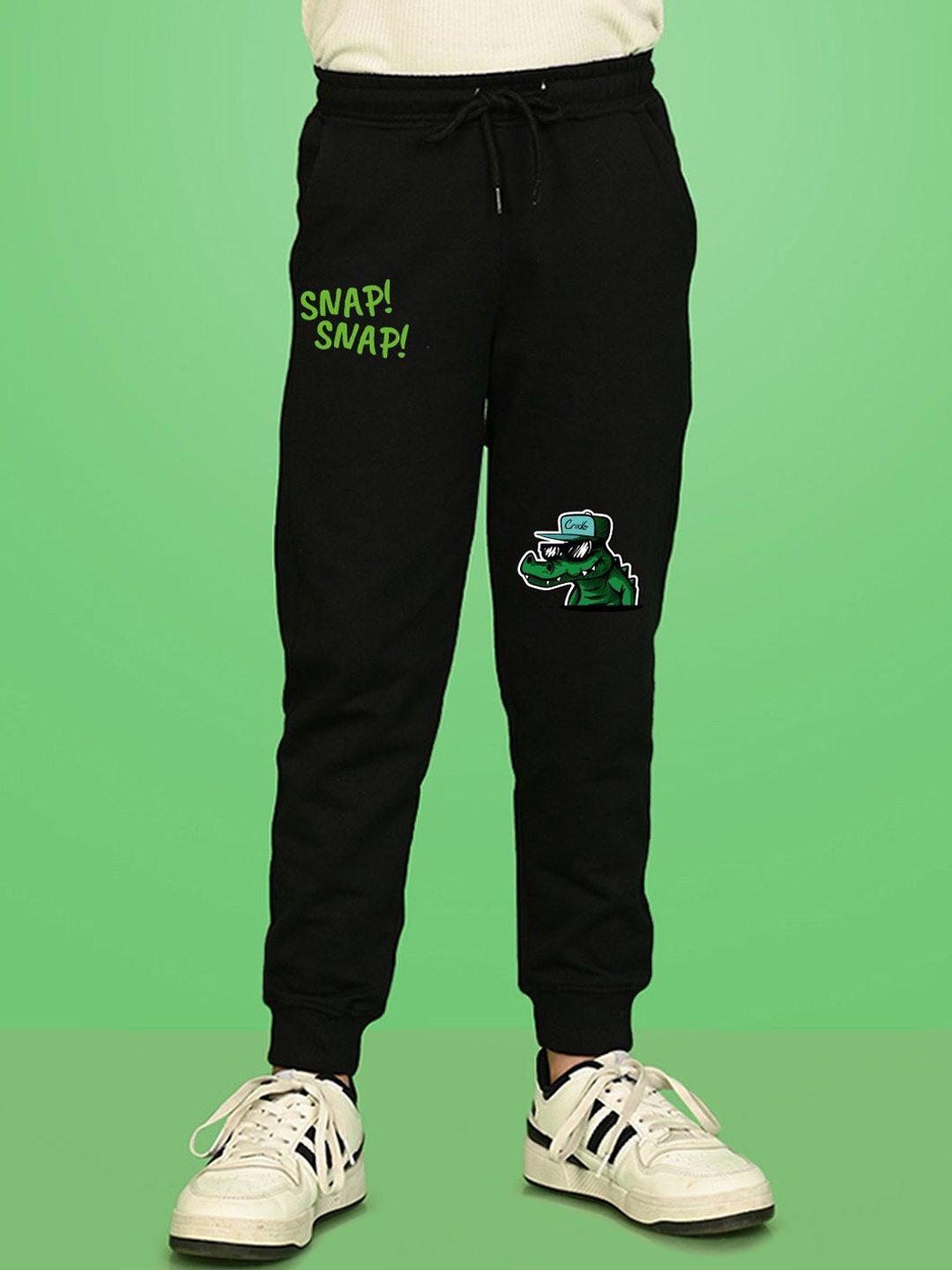 

NUSYL Boys Graphic Printed Cotton Ankle Length Joggers Track Pant, Black