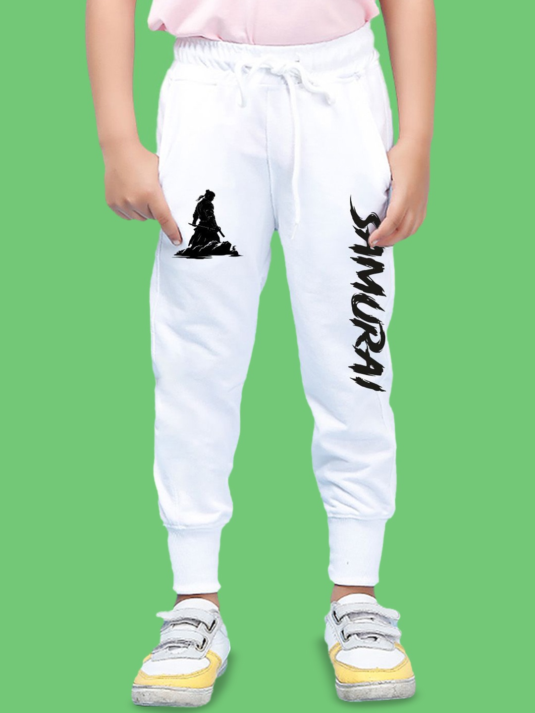 

NUSYL Boys Cotton Printed Regular Fit Joggers Track Pants, White