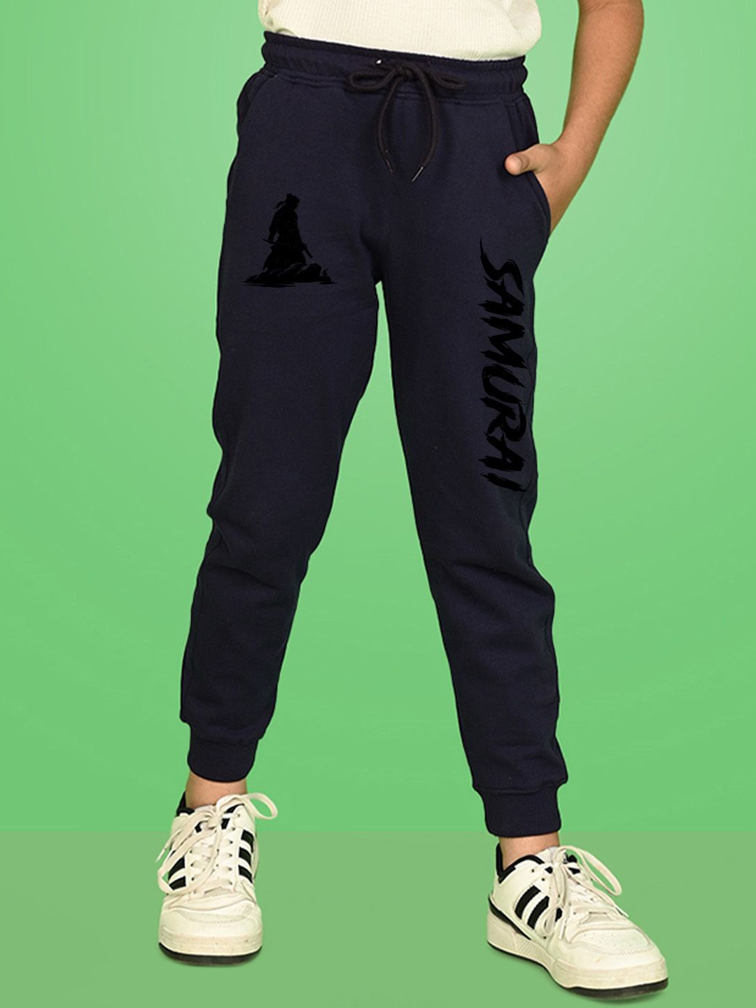 

NUSYL Boys Text Printed Regular Fit Track Pant, Navy blue