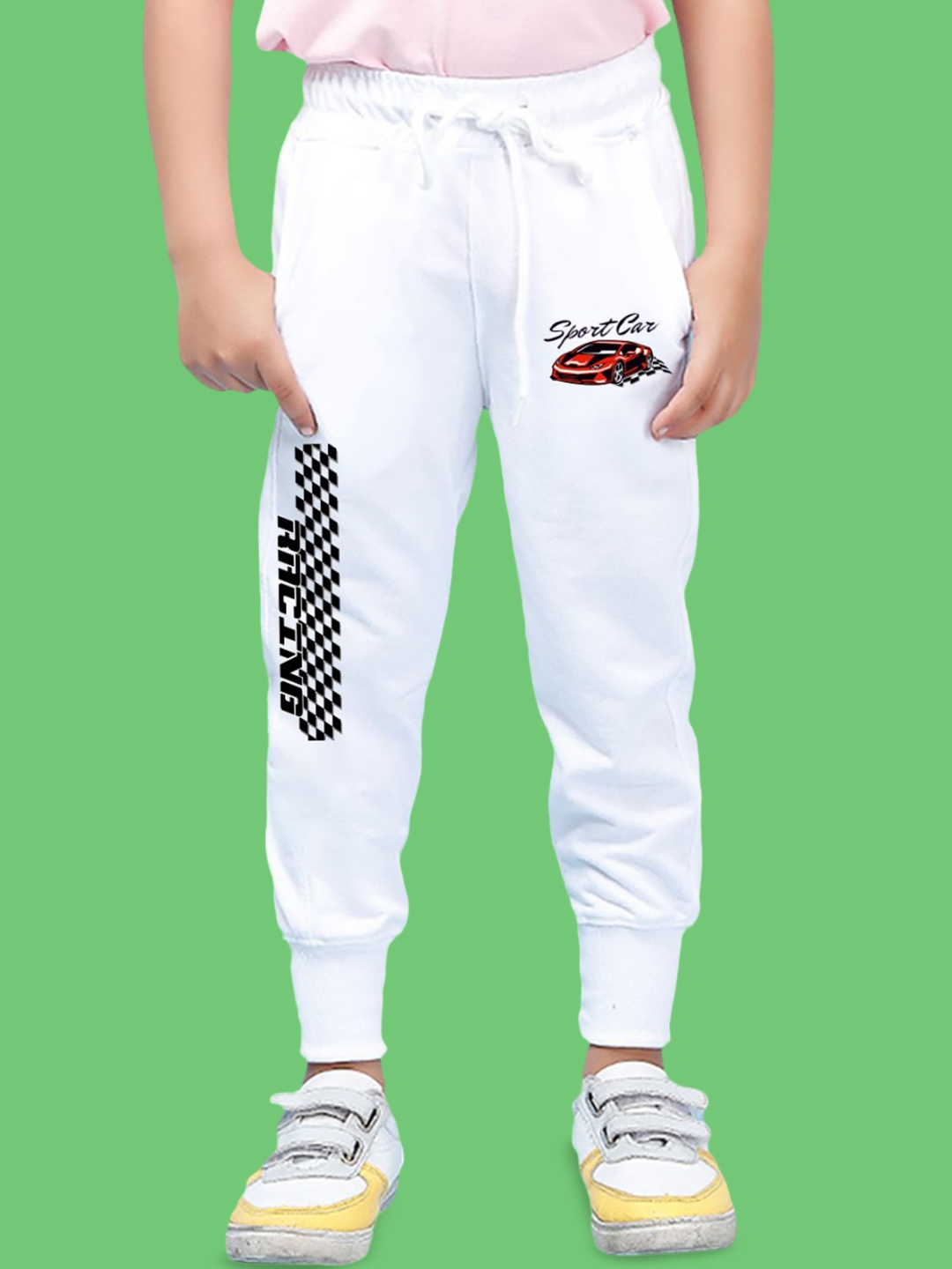 

NUSYL Boys Graphic Printed Cotton Regular Fit Joggers Track Pants, White