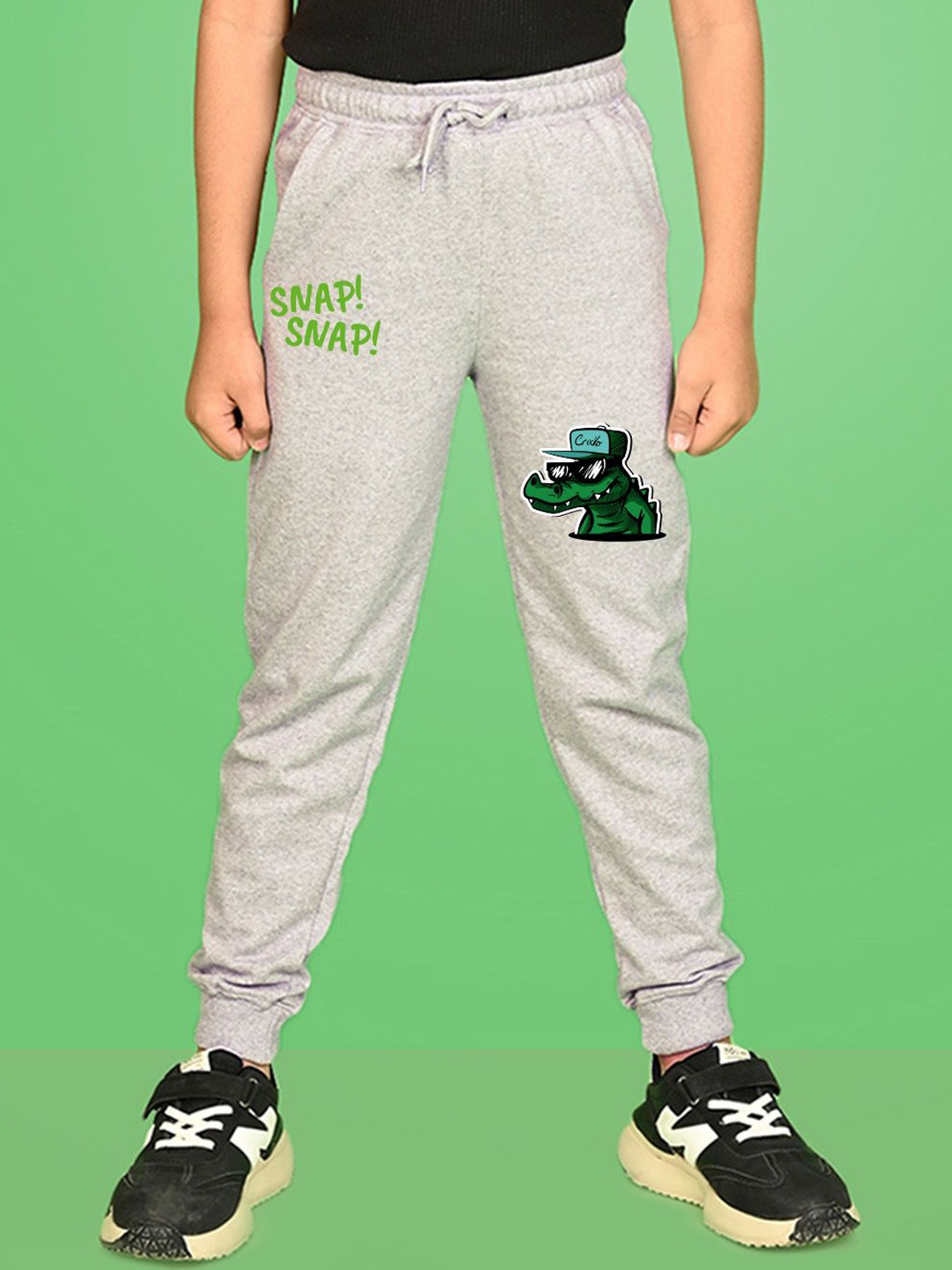 

NUSYL Boys Graphic Printed Cotton Ankle Length Joggers Track Pant, Grey