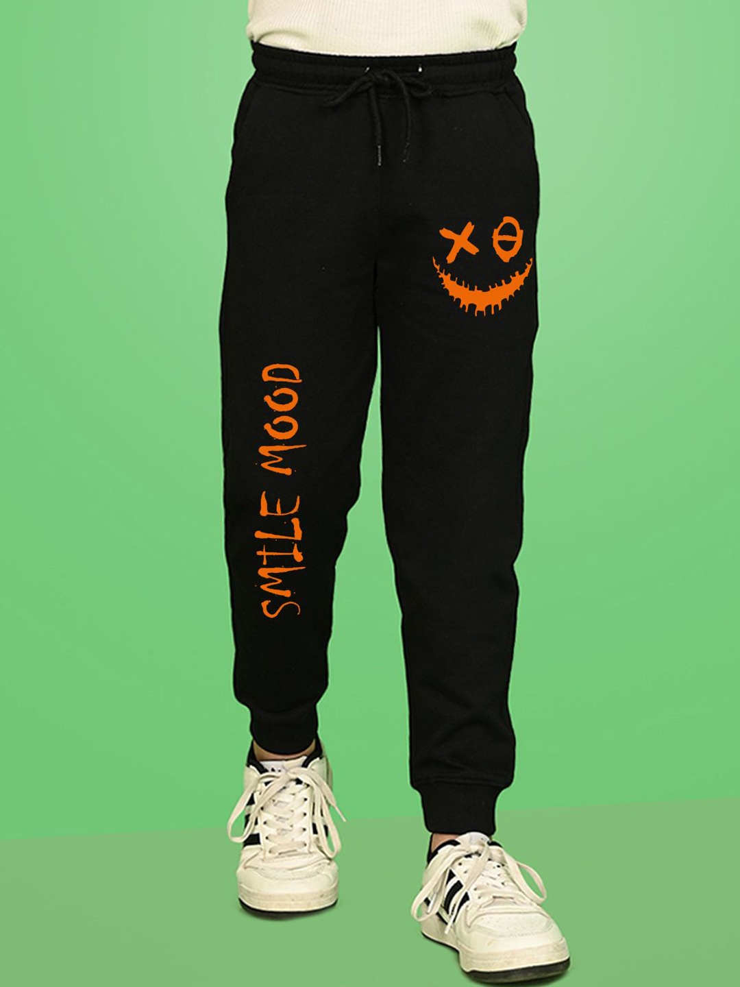 

NUSYL Boys Graphic Printed Cotton Joggers, Black