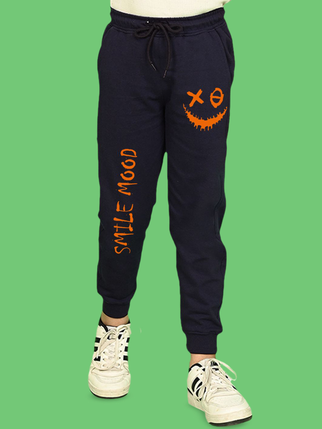 

NUSYL Boys Graphic Printed Cotton Joggers, Navy blue