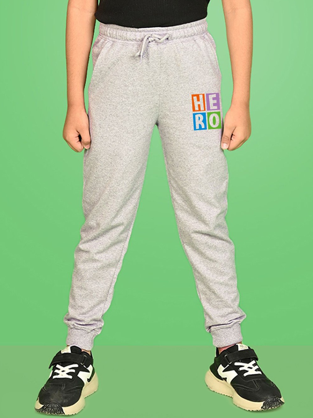 

NUSYL Boys Typographic Printed Cotton Regular Fit Joggers, Grey