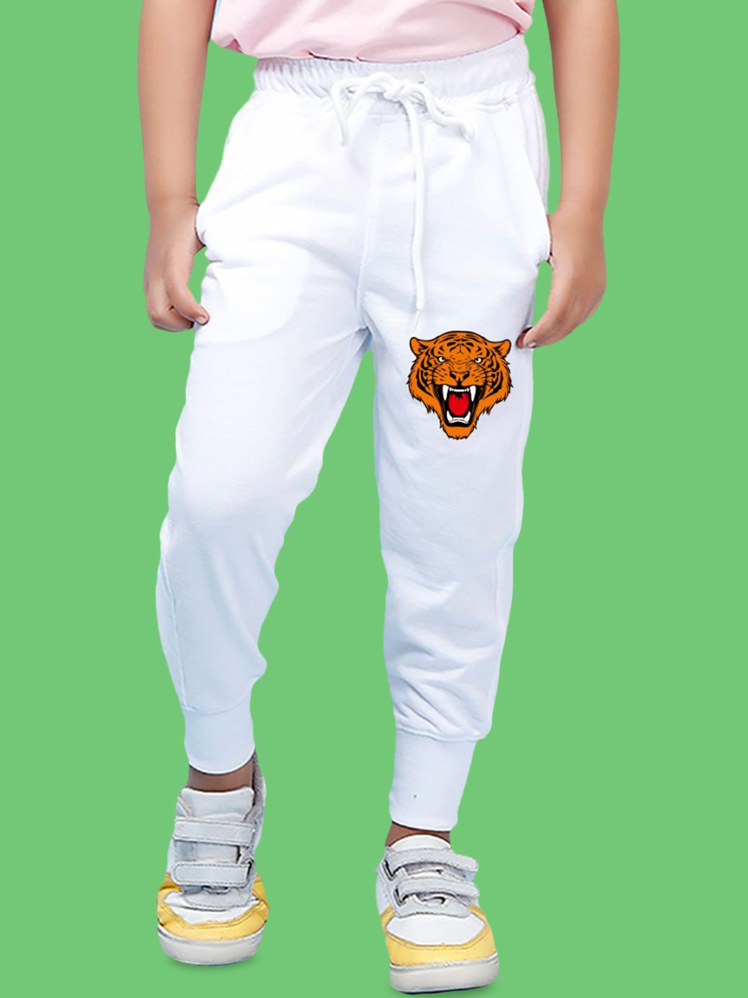 

NUSYL Boys Printed Ankle Length Joggers Pant, White