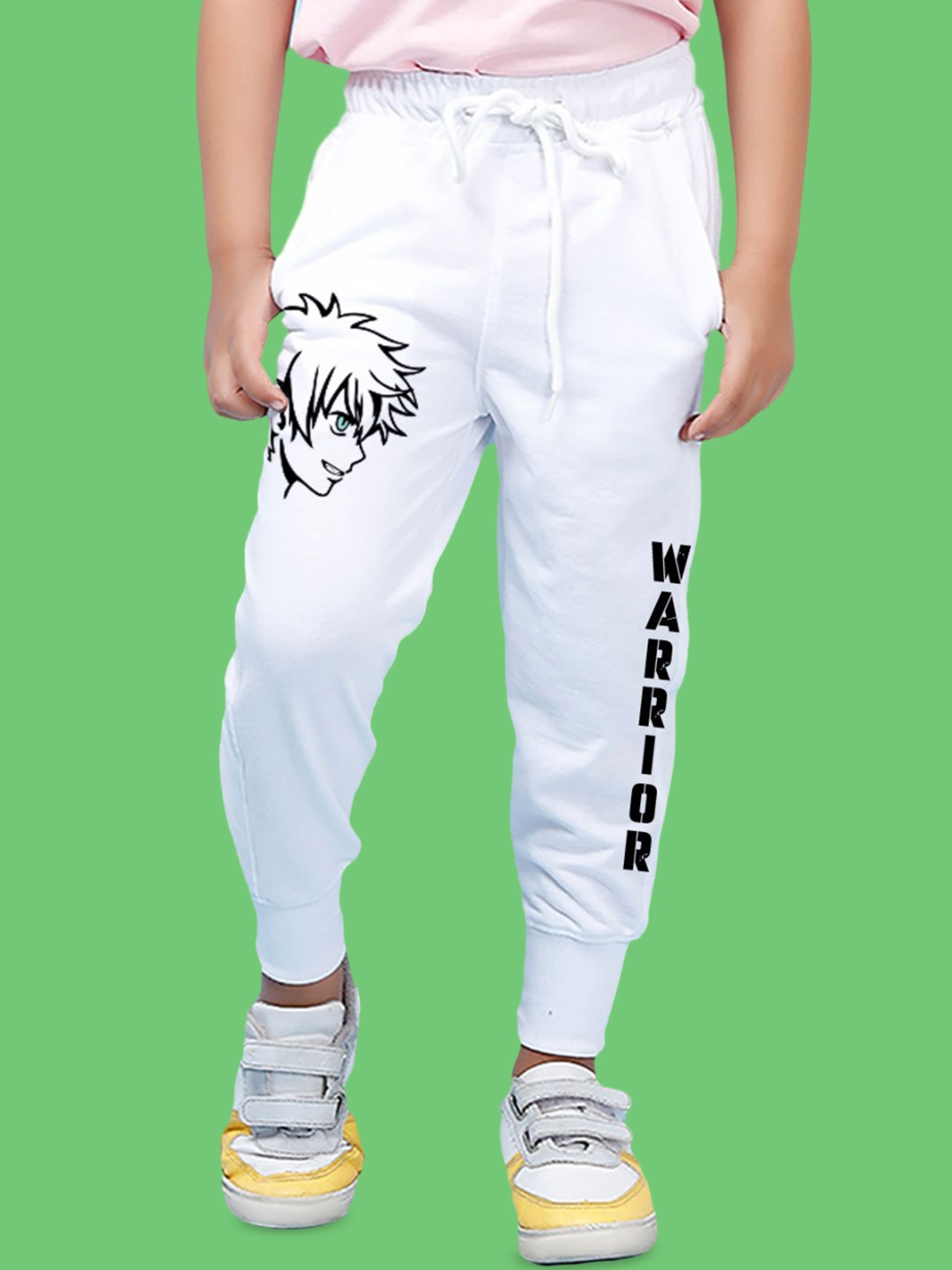 

NUSYL Boys Graphic Printed Cotton Joggers, White