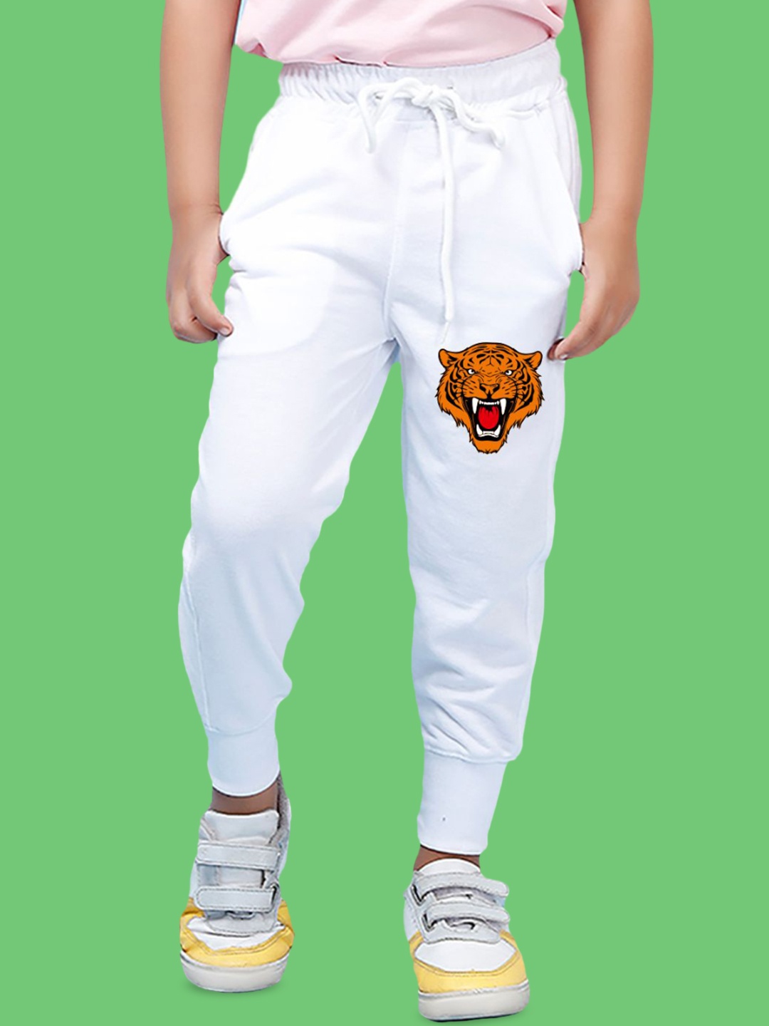 

NUSYL Boys Printed Ankle Length Joggers Pant, White