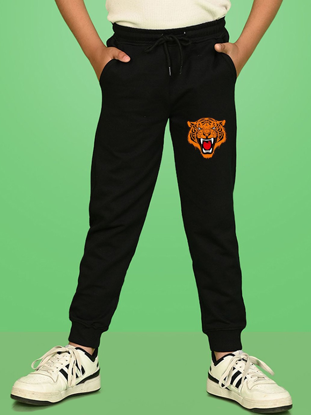 

NUSYL Boys Printed Cotton Ankle Length Joggers, Black