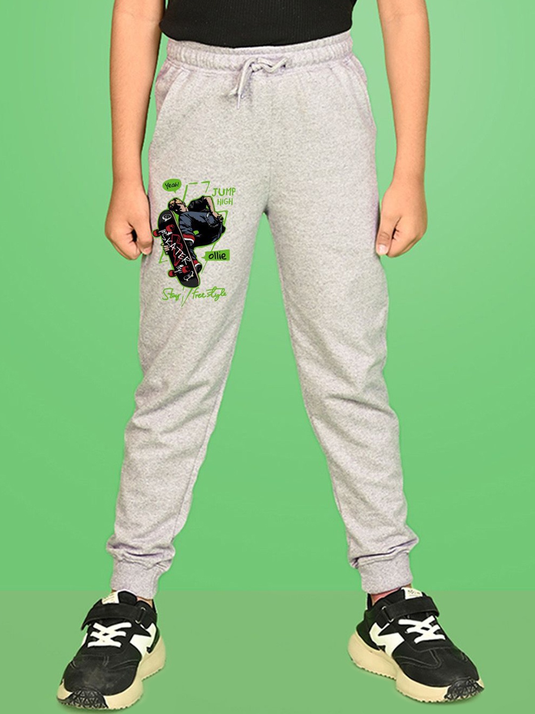 

NUSYL Boys Printed Cotton Joggers, Grey