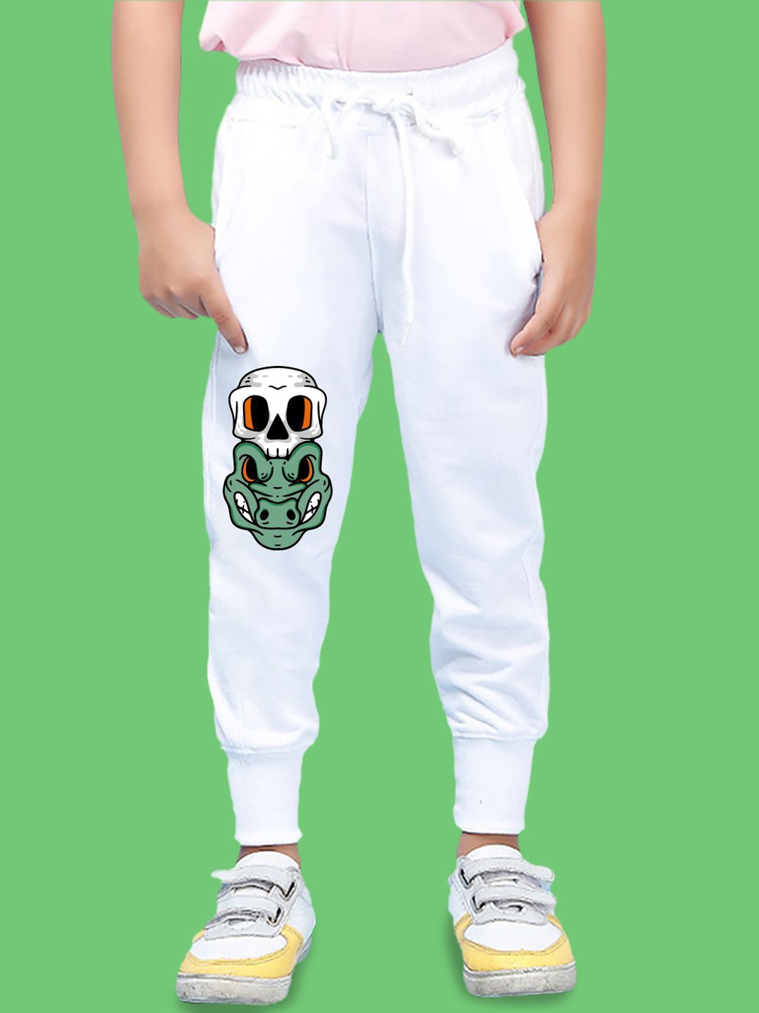 

NUSYL Boys Graphic Printed Cotton Joggers, White