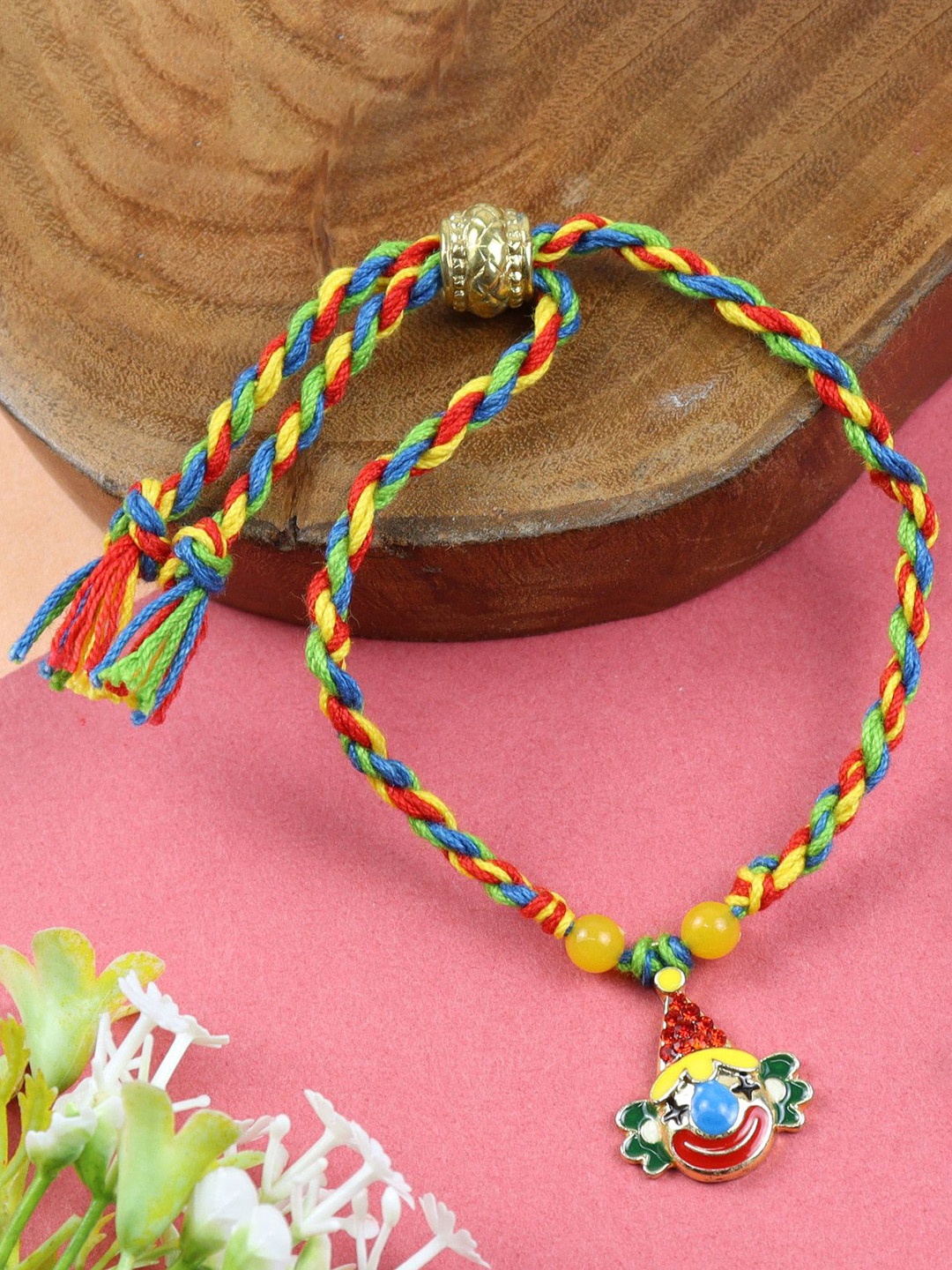 

Asthetika Clown Charm Bracelet Rakhi With Roli Chawal, Red