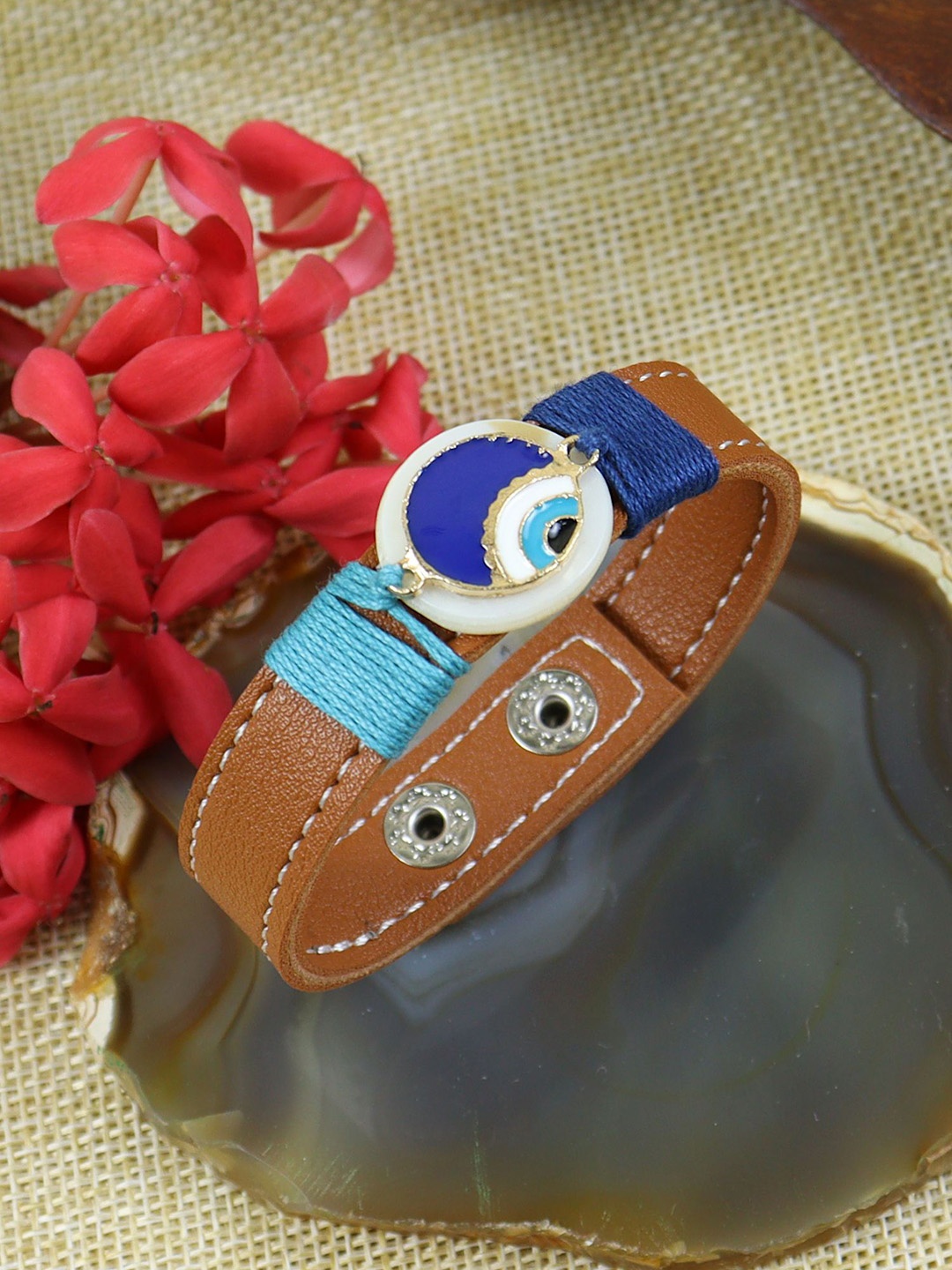 

Asthetika Evil Eye Bracelet Rakhi with Roli Chawal, Brown