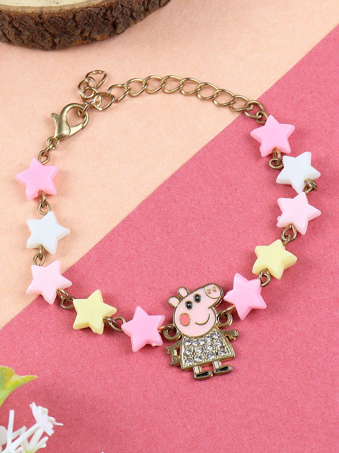

Asthetika Pig Cartoon Bracelet Rakhi with Roli Chawal, Pink