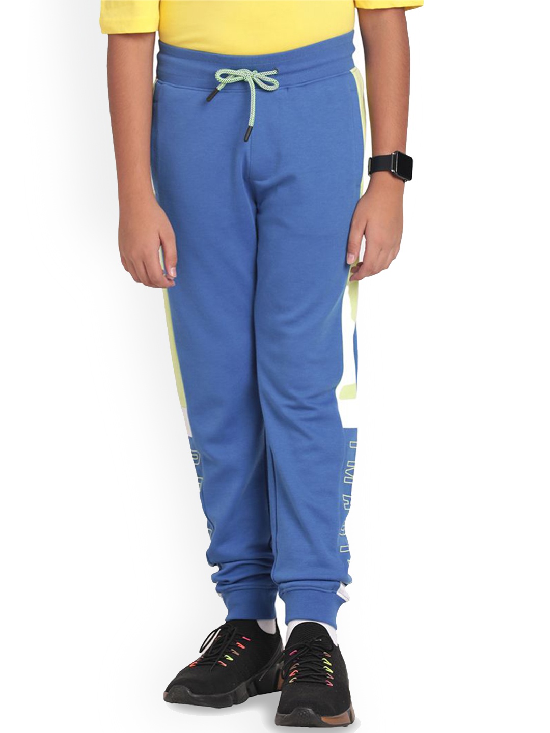 

Indian Terrain Boys Typography Mid Rise Joggers, Blue