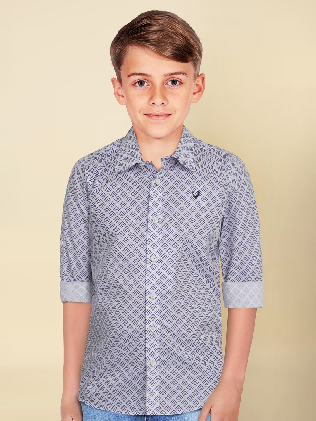 

Allen Solly Junior Boys Slim Fit Opaque Printed Casual Shirt, White