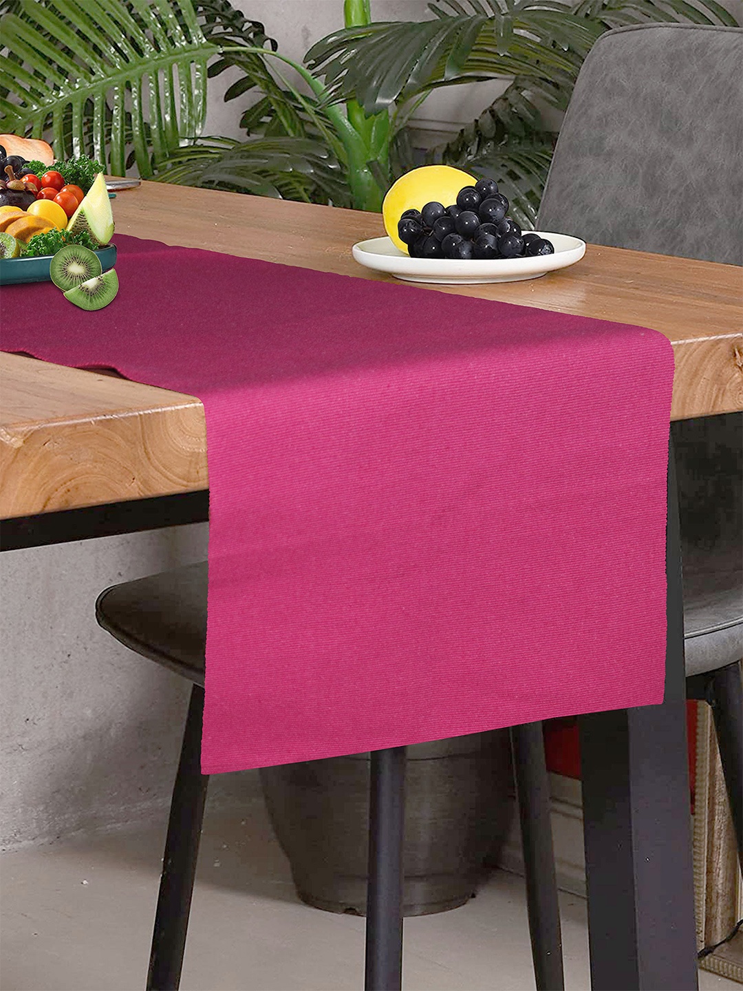 HOME COLORS.IN Pink Rectangular Cotton Table Runner
