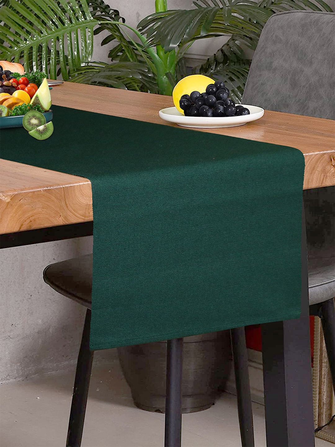 

HOME COLORS.IN Green Rectangular Cotton Table Runner