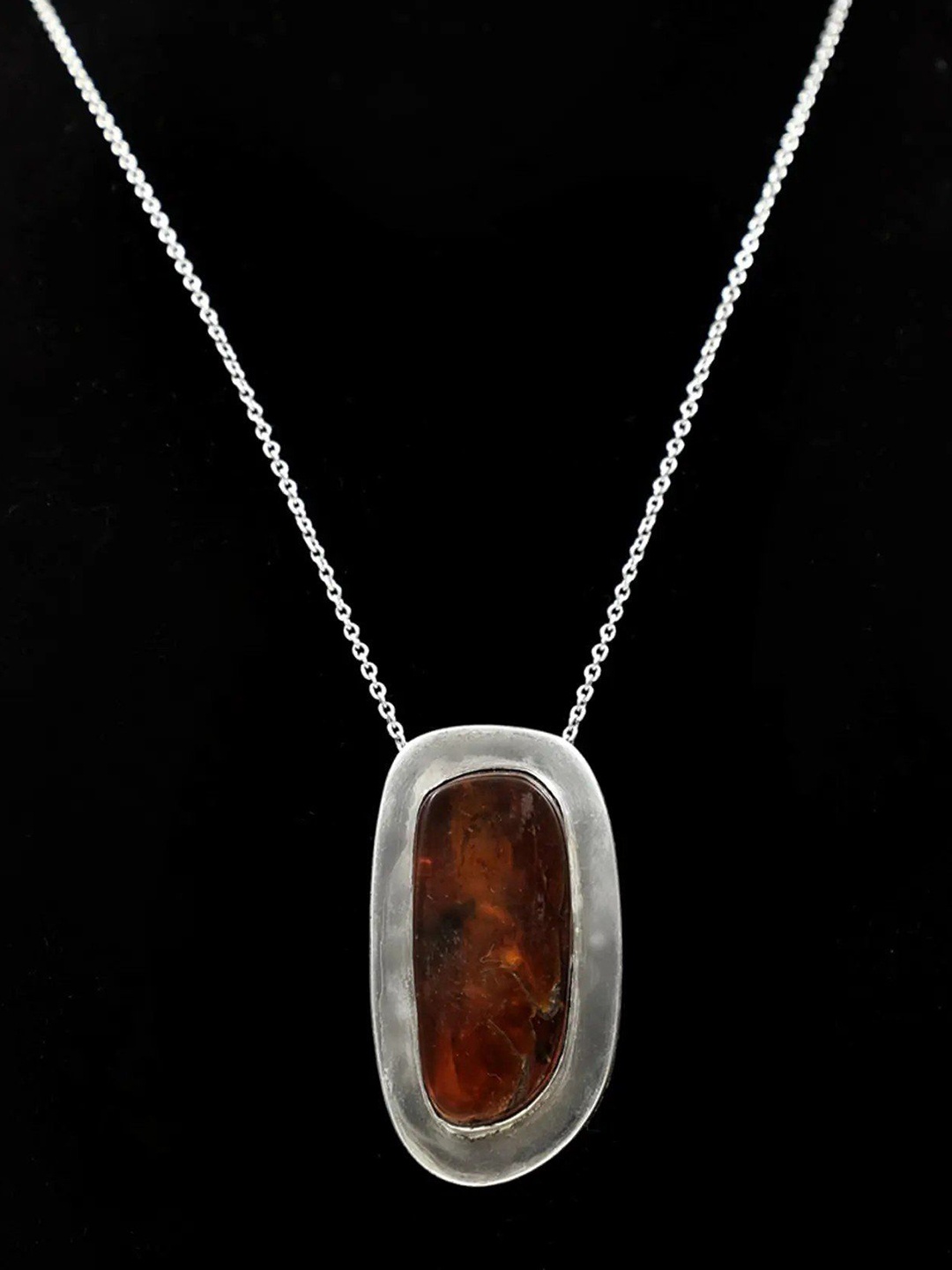 

Exotic India Amber Gemstone Sterling Silver Pendant