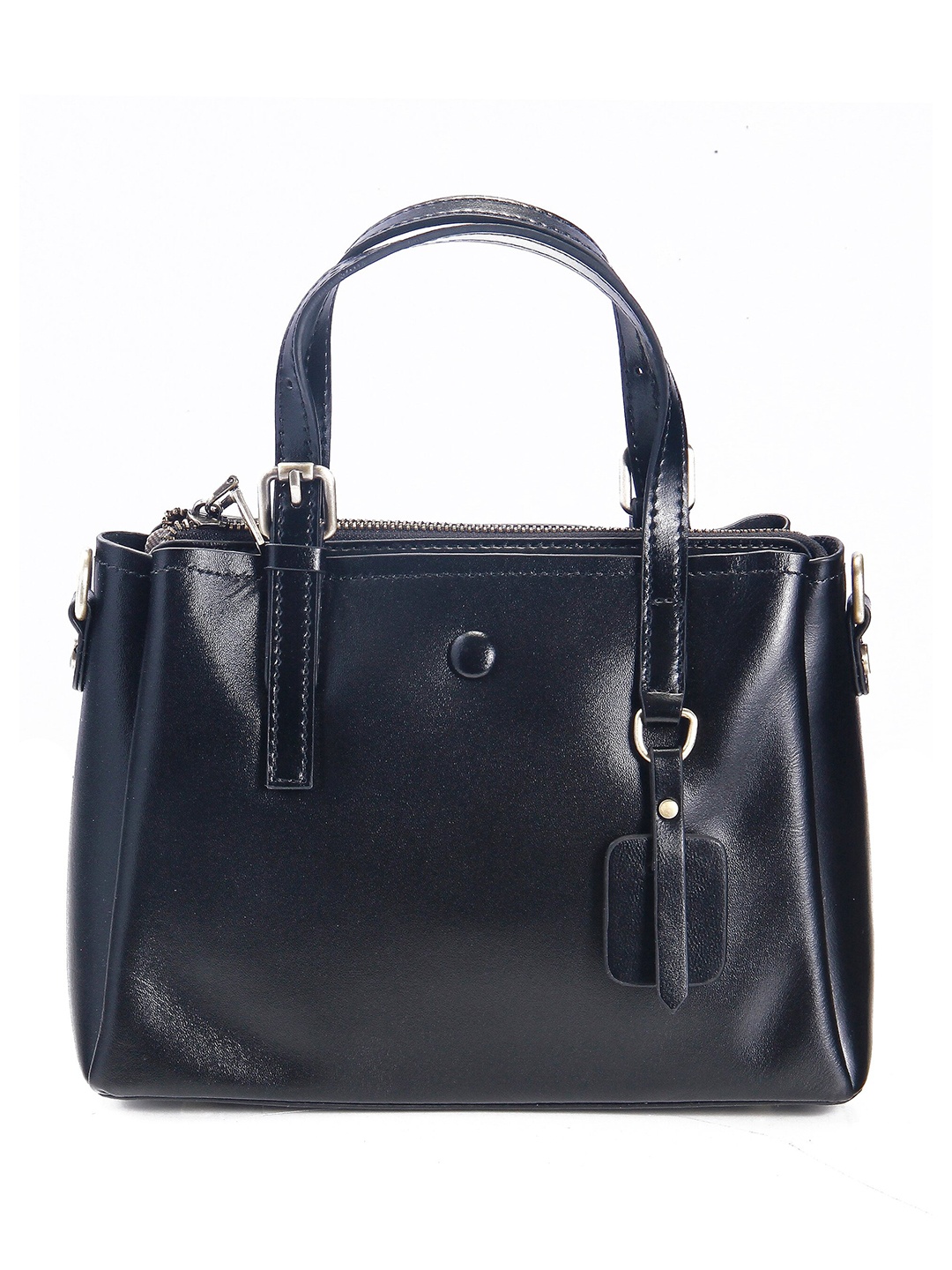 

Calvadoss Leather Structured Handheld Bag, Black