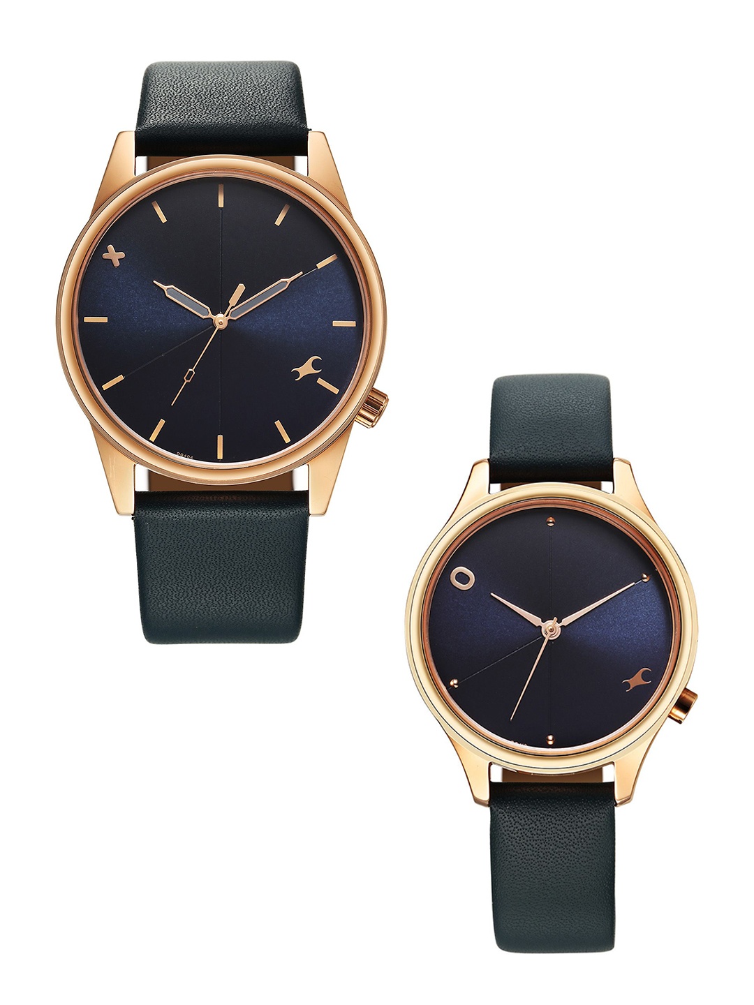 

Fastrack Unisex Brass Dial & Leather Straps Analogue Watch 33056296WL01P, Navy blue