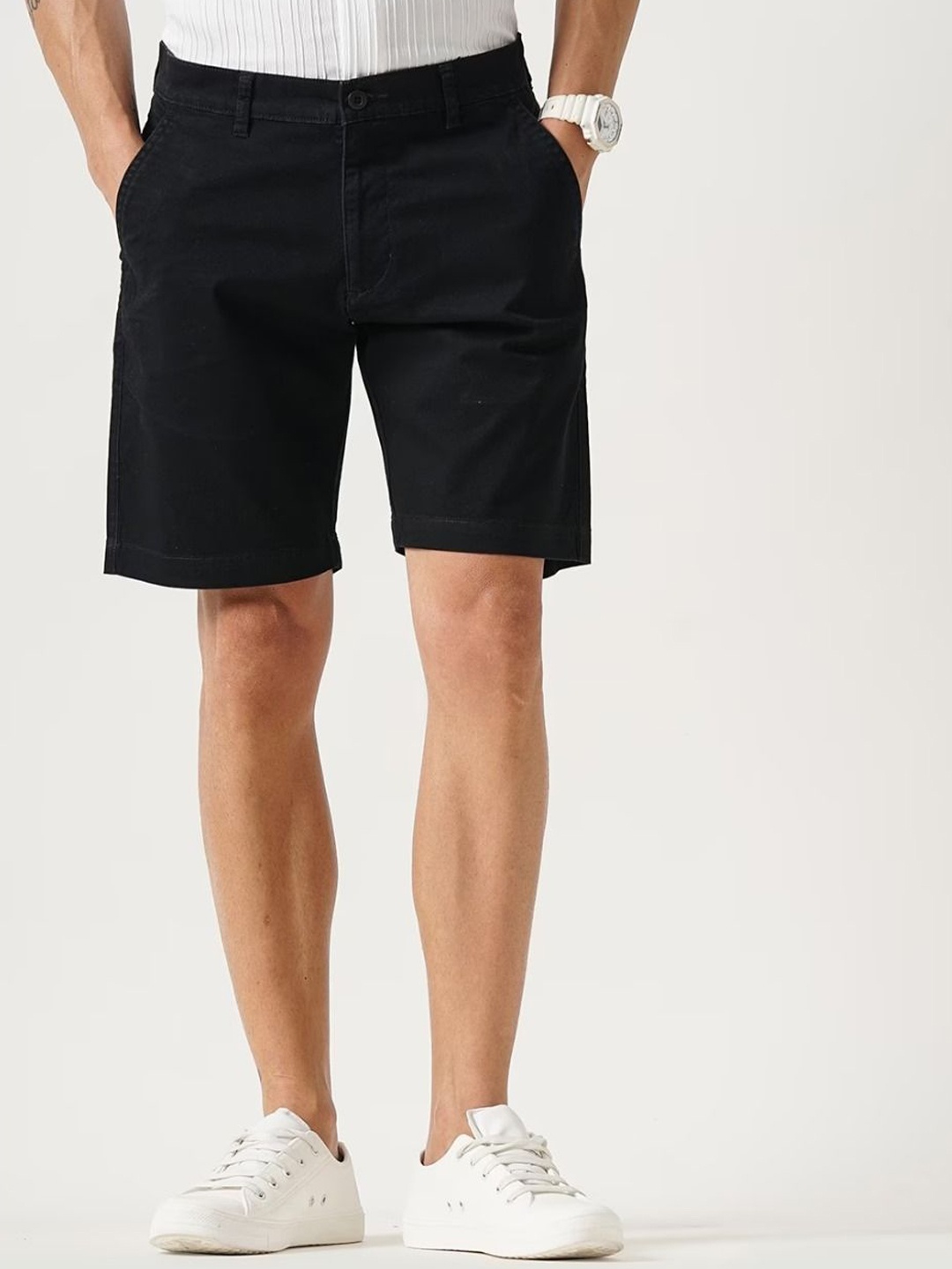 

British Club Men Slim Fit Low-Rise Outdoor Regular Shorts, Black