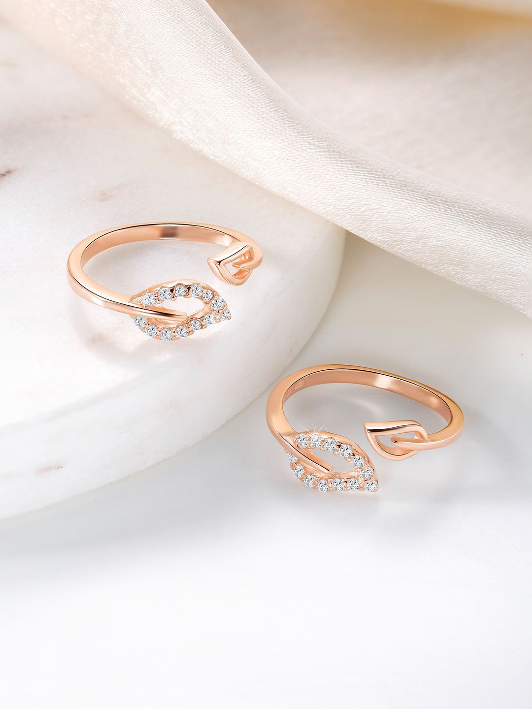 

Silvora by Peora 925 Sterling Silver Rose Gold Plated Cubic Zirconia Studded Toe Ring