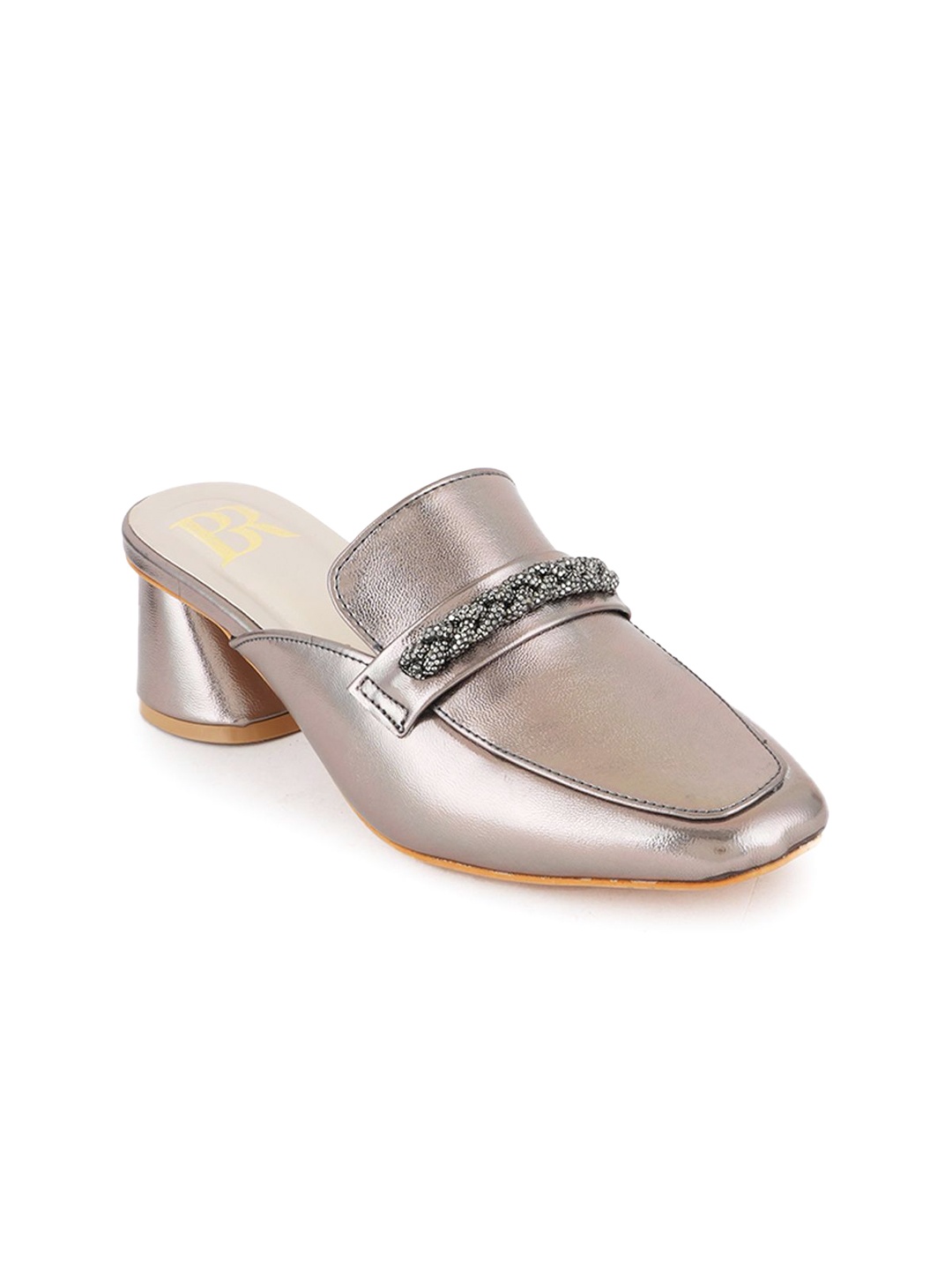 

Bella Rosa Women Square Toe Block Sandals, Grey melange