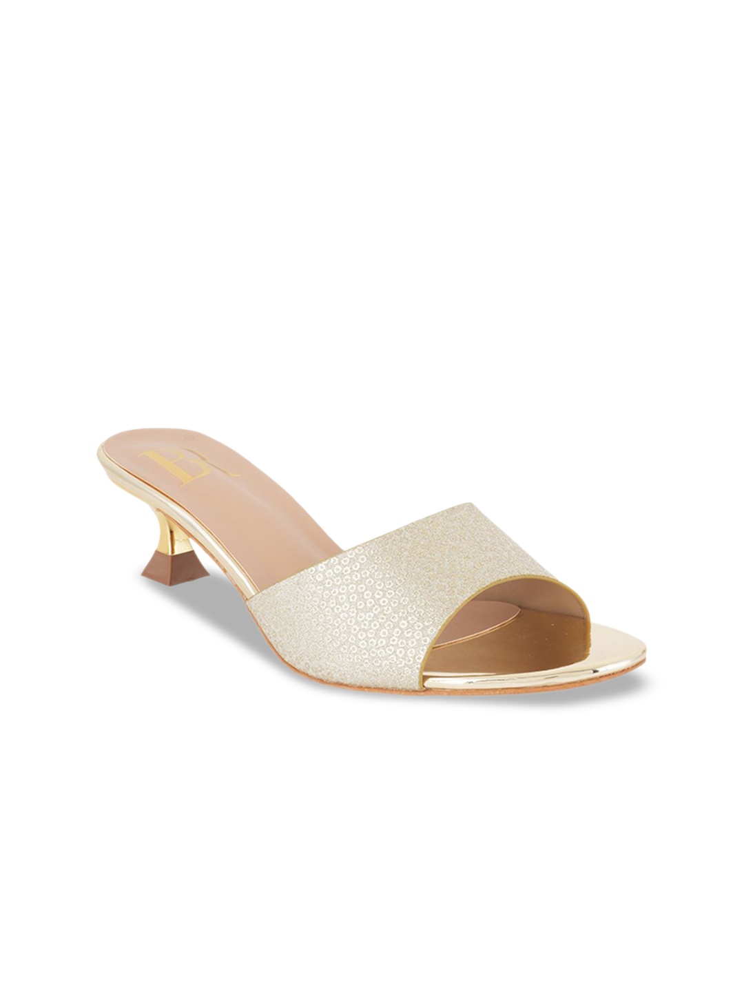 

Bella Rosa Embellished Flared Heel Peep Toes, Gold