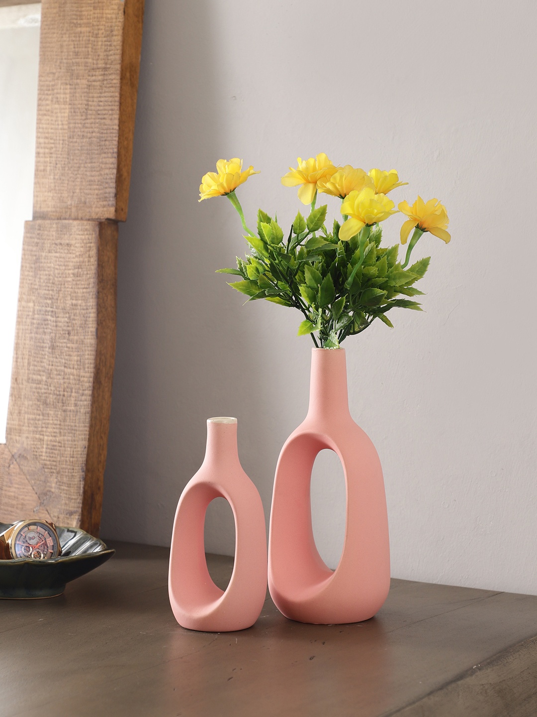 

The Decor Mantra Pink 2 Pieces Ceramic Flower Vase