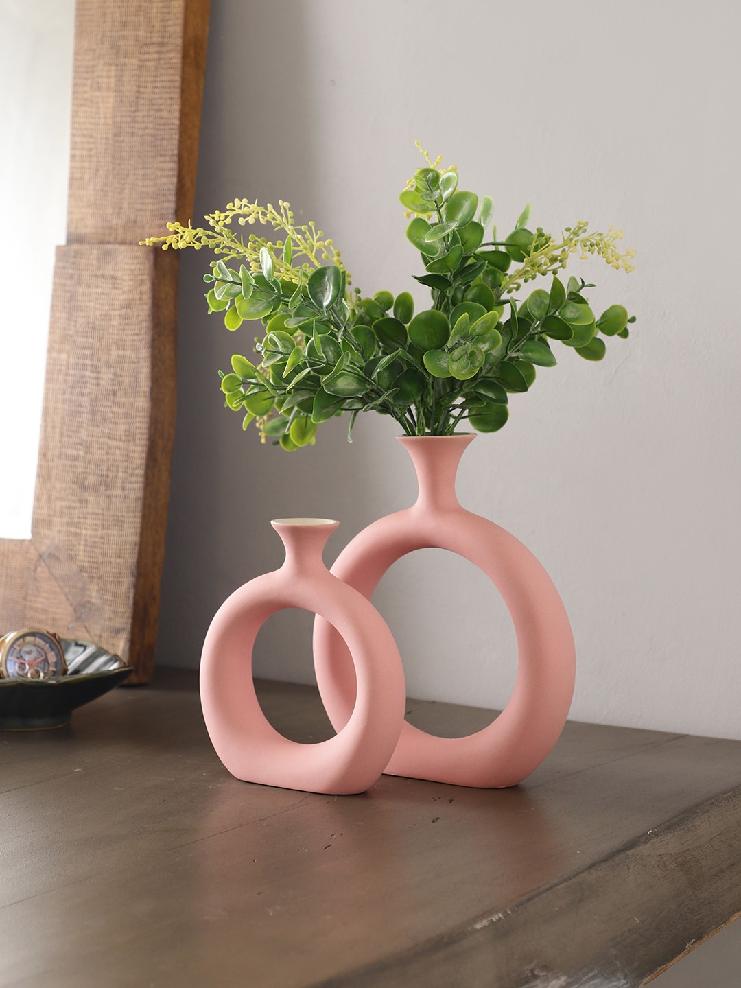 

The Decor Mantra Beautiful Donut Pink 2 Pieces Ceramic Vases