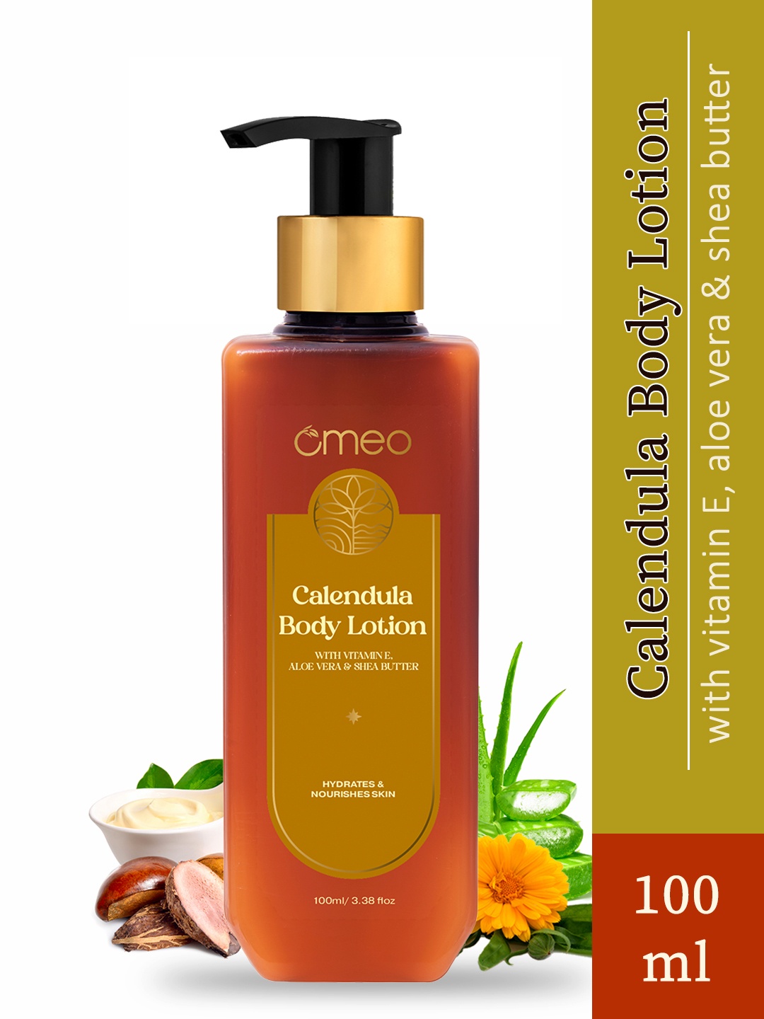 

Omeo Calendula Body Lotion With Shea Butter For Glowing & Deep Moisturization Skin-100ml, Gold