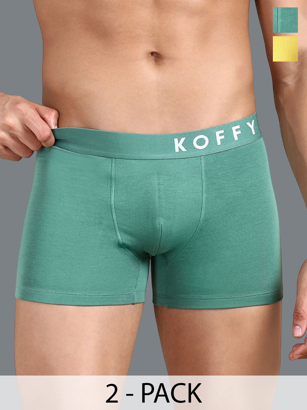 

KOFFY Pack Of 2 Men Cotton Trunks KOFFY_KI38_YLW_GN_2PC, Yellow
