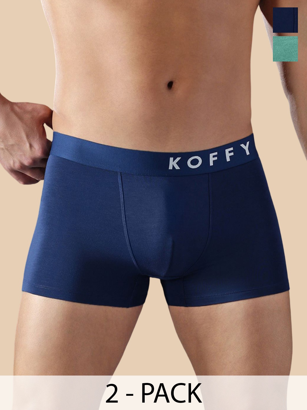 

KOFFY Pack Of 2 Men Breathable Trunks KOFFY_KI38_AFBU_GN_2PC, Blue