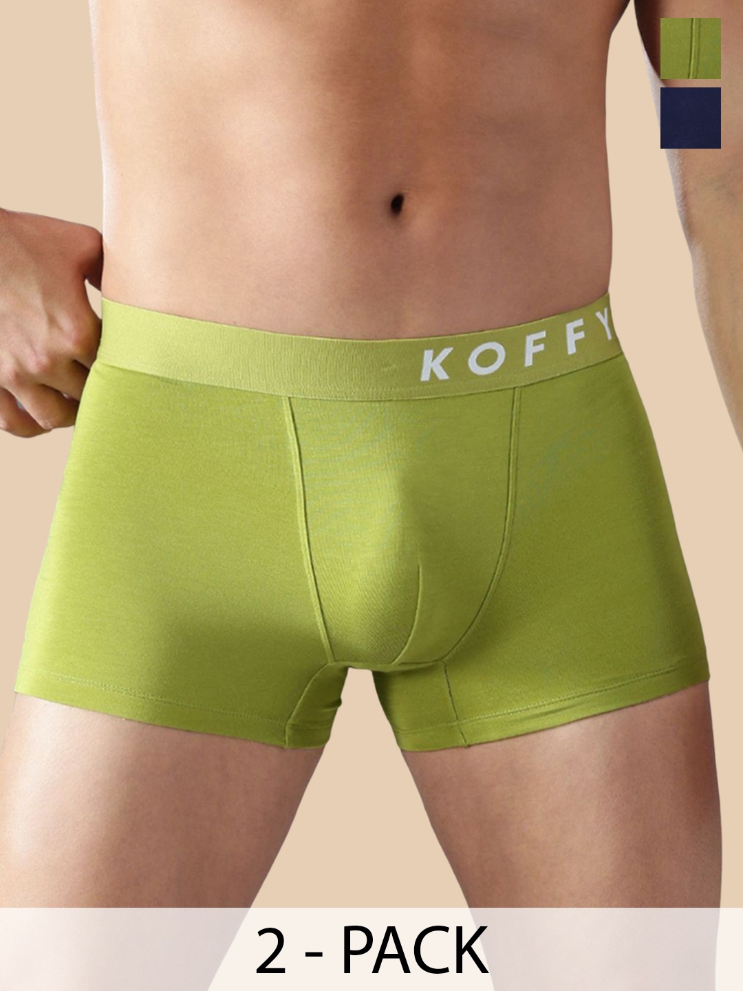 

KOFFY Men Pack Of 2 Breathability Trunk-KOFFY_KI38_MTGN_NB_2PC, Lime green