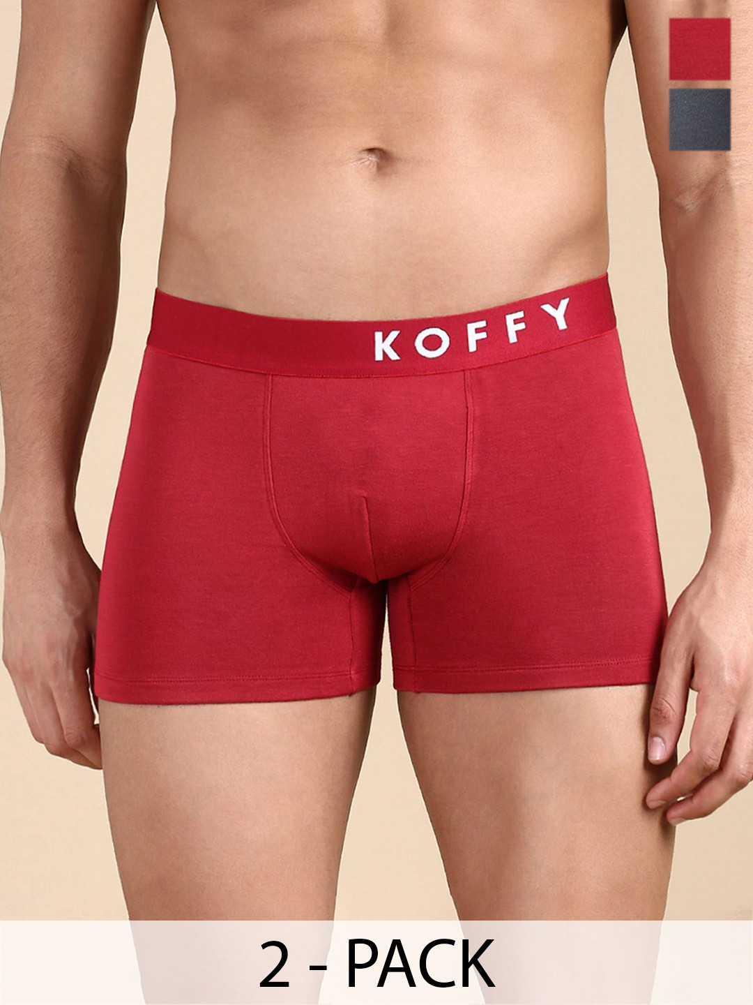 

KOFFY Pack Of 2 Breathability Trunk-KOFFY_KI38_DGR_MNRD_2PC, Grey