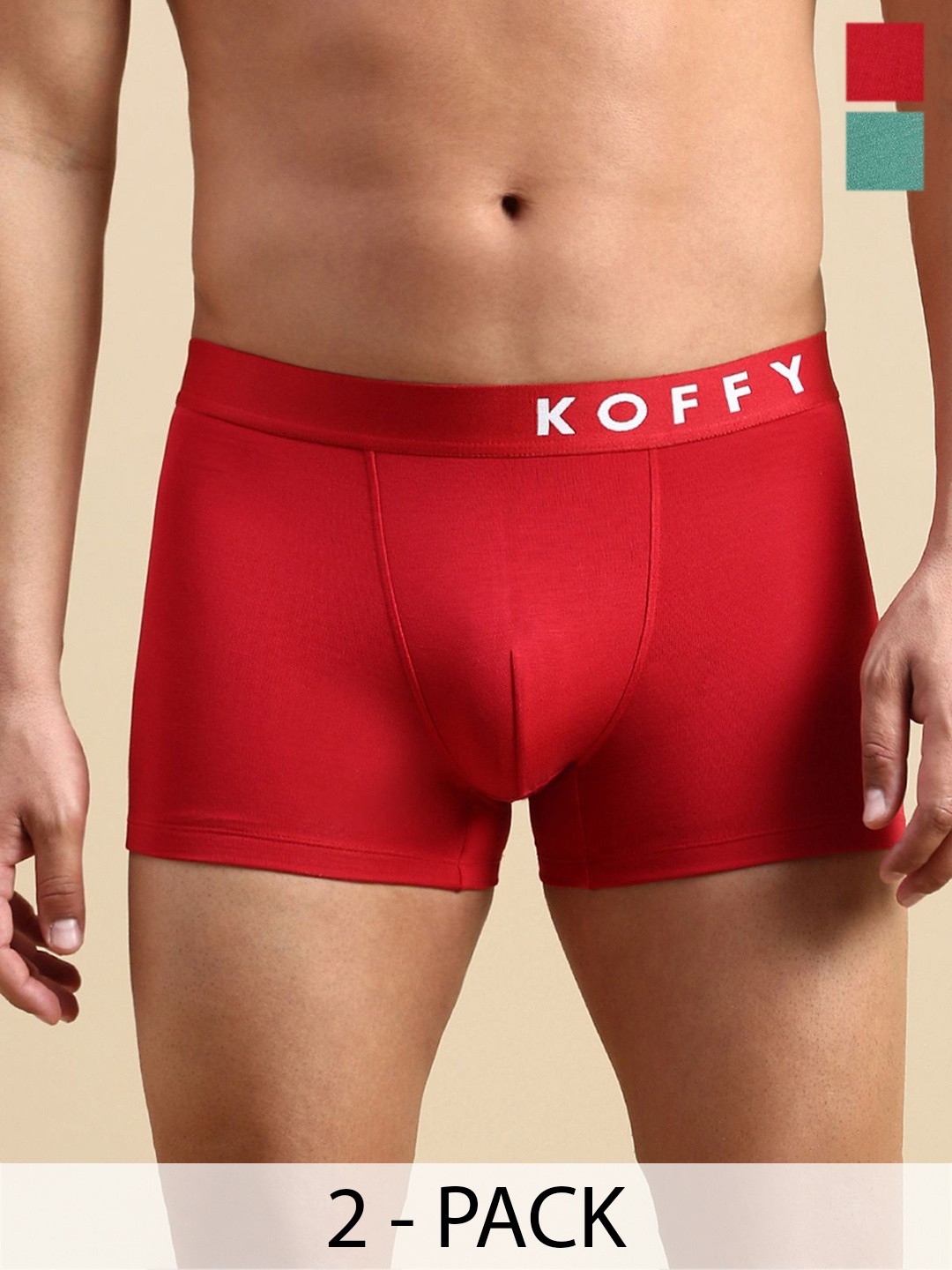 

KOFFY Pack Of 2 Men Breathability Trunk-KOFFY_KI38_TGRD_GN_2PC, Red