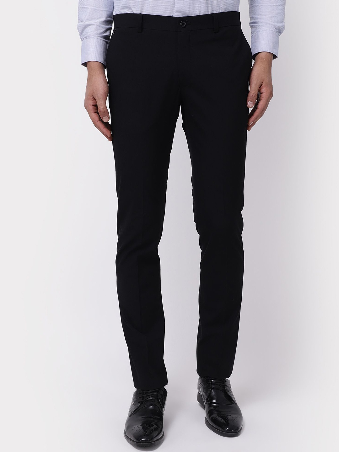 

Blackberrys Men Slim Fit Mid-Rise Formal Trousers, Black