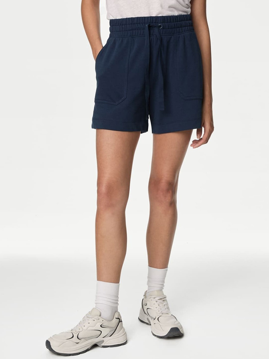 

Marks & Spencer Women High-Rise Regular Fit Regular Shorts, Navy blue