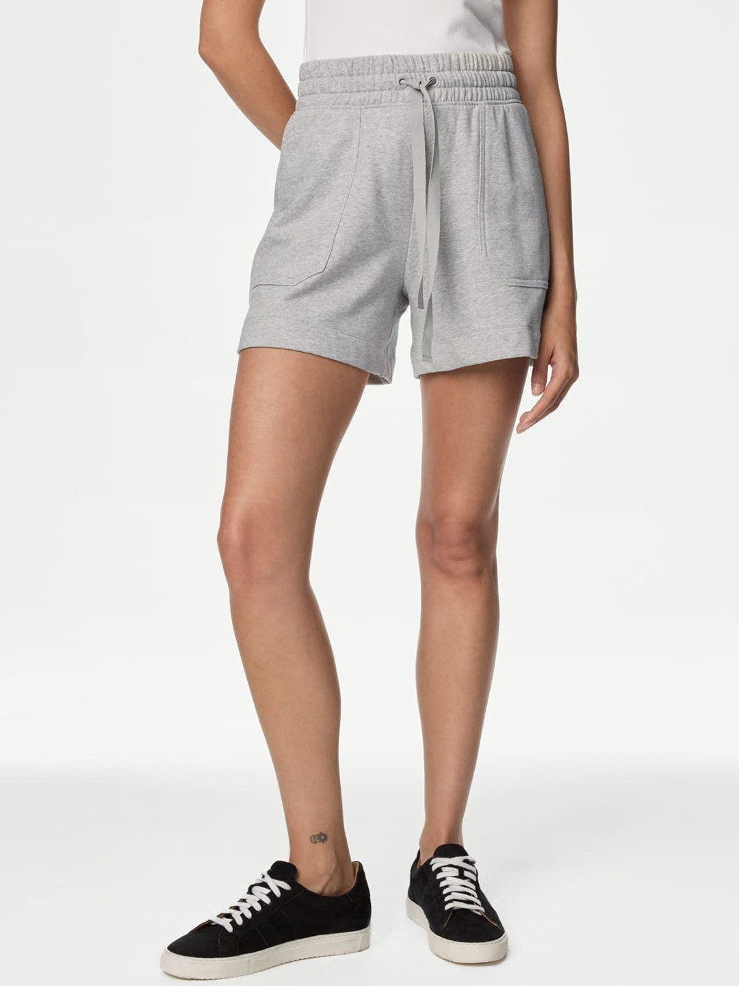 

Marks & Spencer Women High-Rise Regular Fit Shorts, Grey