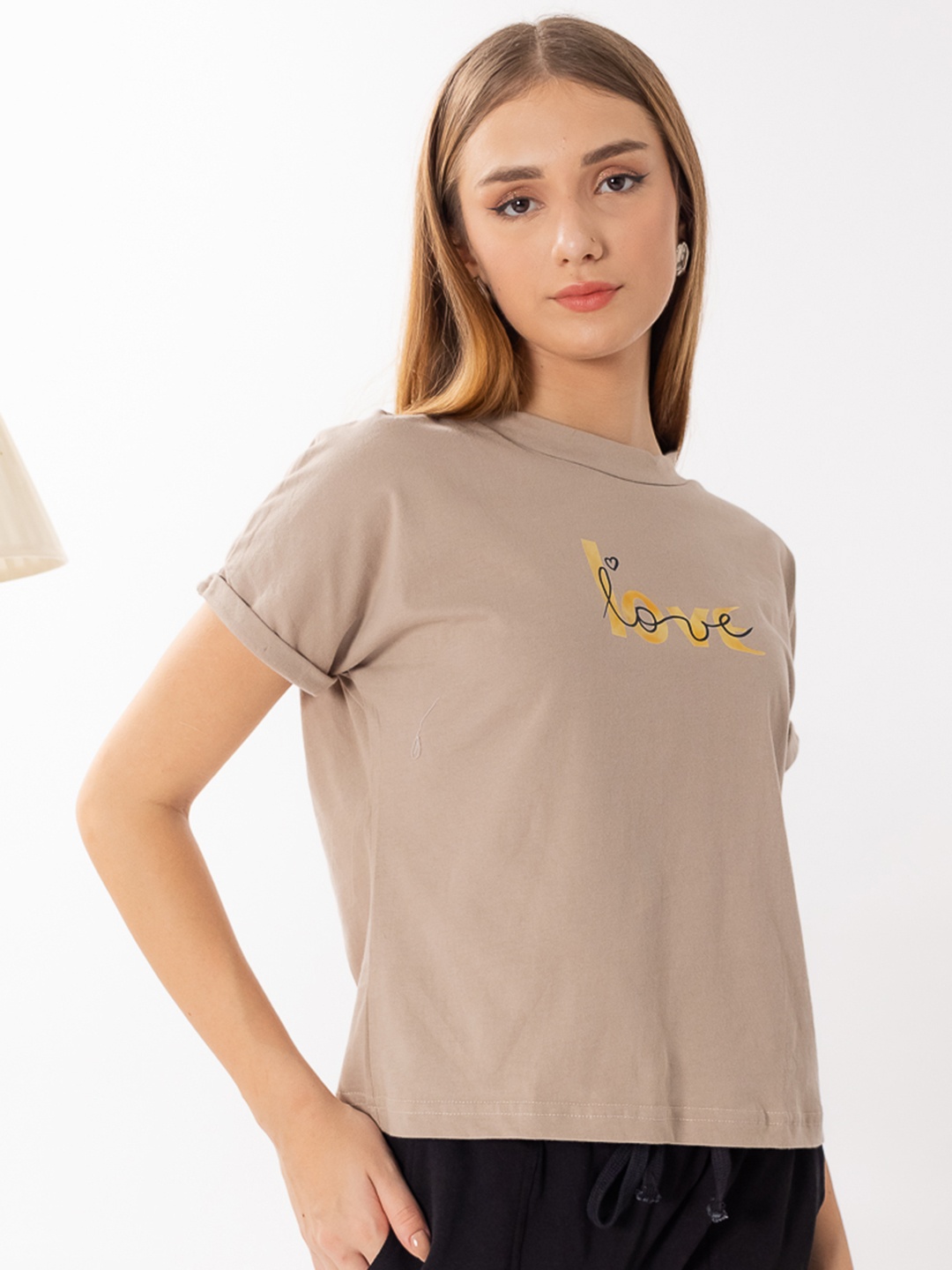 

ELEVENS HEAVEN Printed Cotton Lounge T-shirt, Taupe