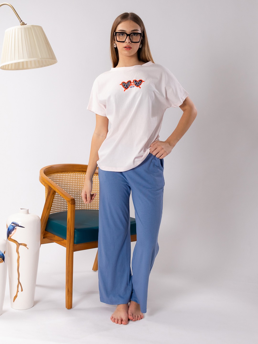 

ELEVENS HEAVEN T-shirt & Pyjama Night suit, Pink