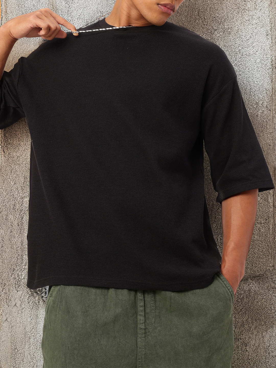 

Kook N Keech Soft Grunge Vibes Oversized Knit Chill Tshirt, Black