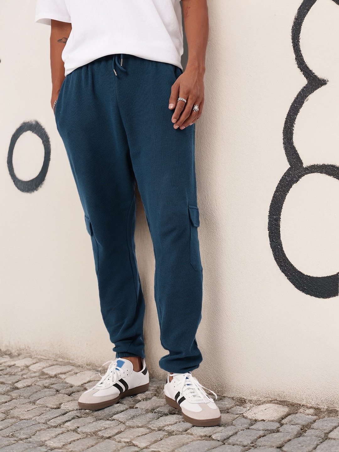 

Kook N Keech Men Utility Edge Textured Relaxed Fit Joggers, Teal