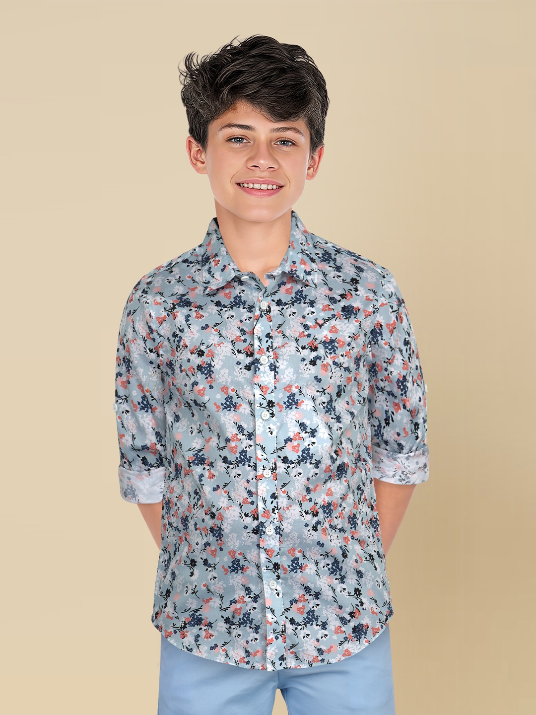 

Allen Solly Junior Boys Slim Fit Floral Opaque Printed Casual Shirt, Blue
