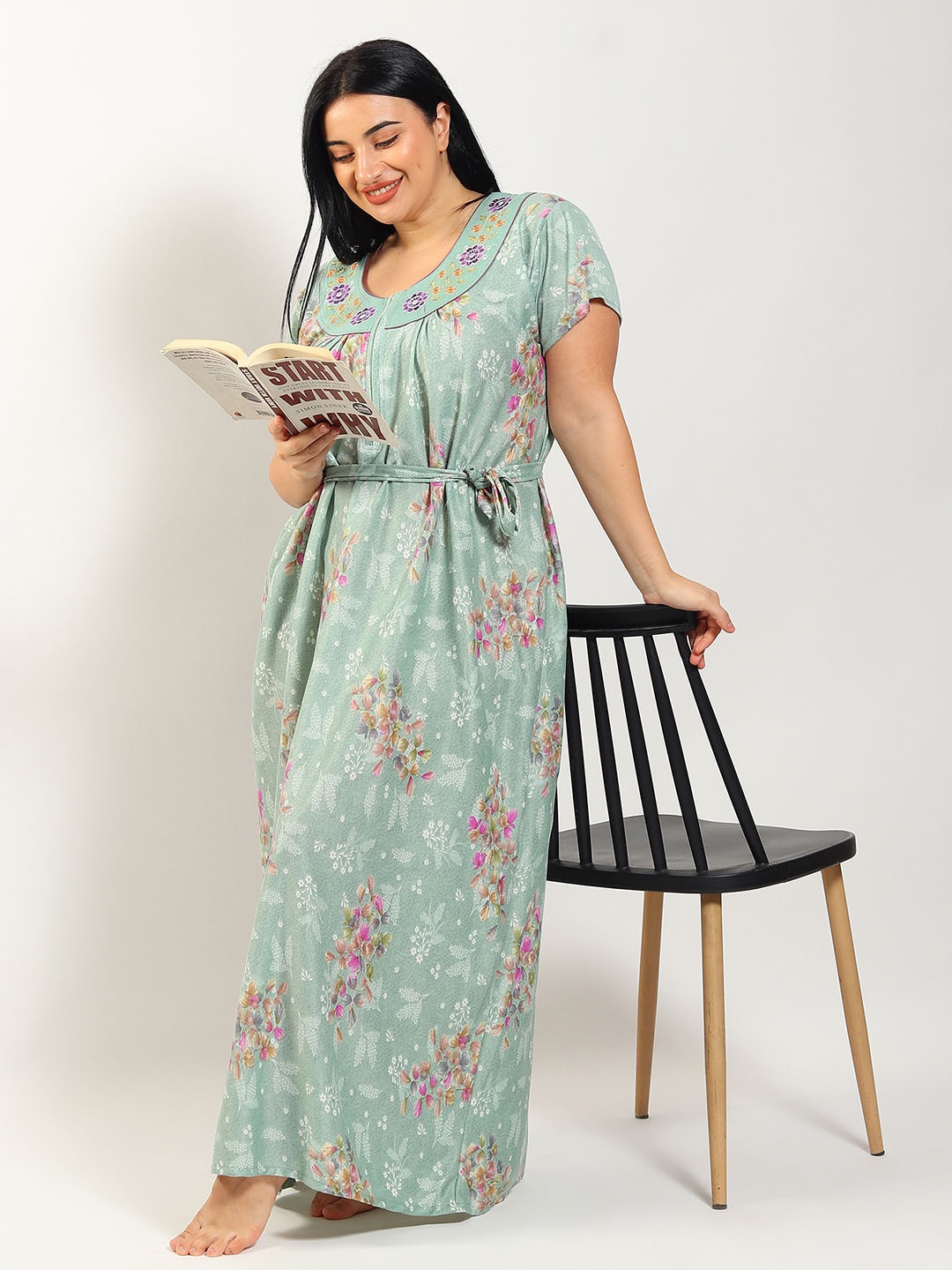 

Noty Plus Size Printed Maxi Nightdress, Green