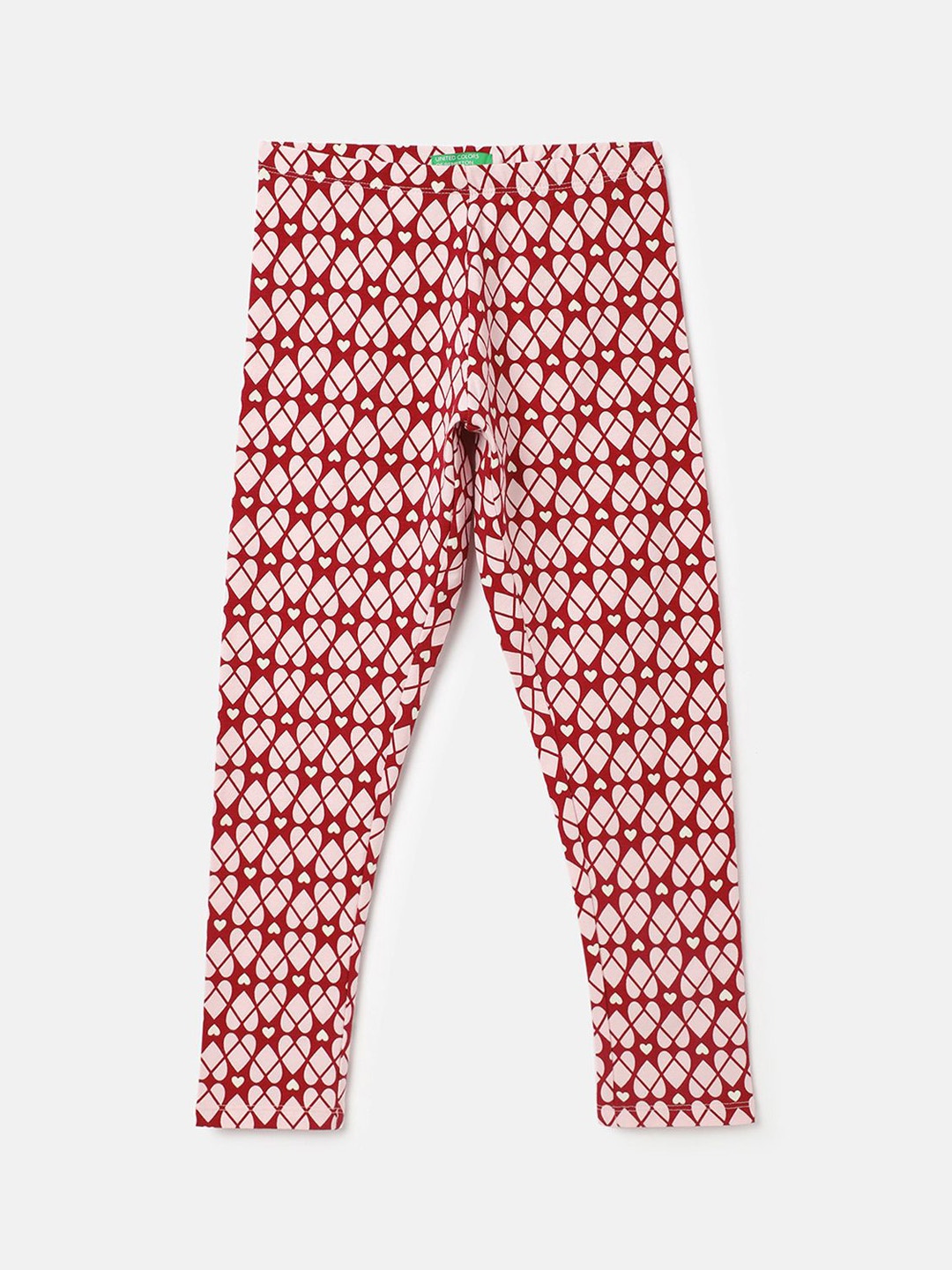 United Colors of Benetton Girls Cotton Printed Leggings, Pink