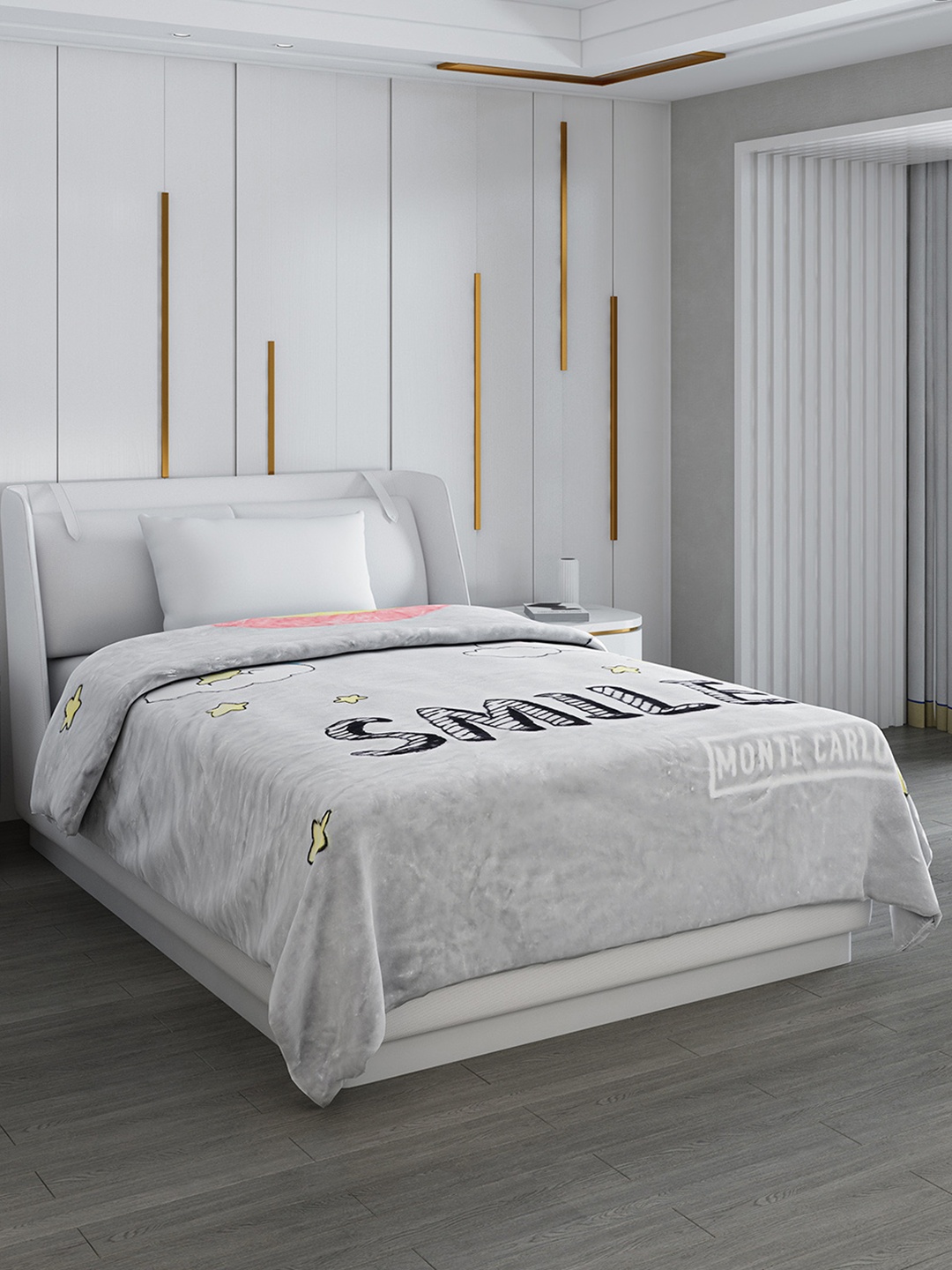 

Monte Carlo Grey & Black Cartoon Characters Printed Mild Winter 600 GSM Single Bed Blanket