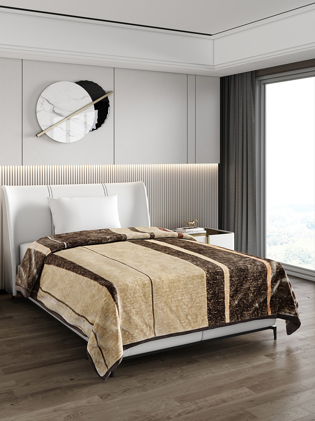 

Monte Carlo Beige & Brown Geometric 850 GSM Mild Winter Single Bed Blanket